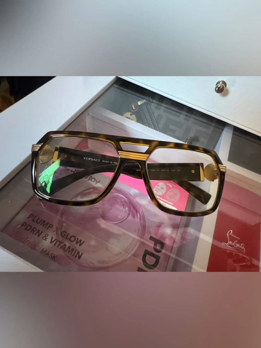 Versace Brown Tortoiseshell Gold-Accent Oversized Frames